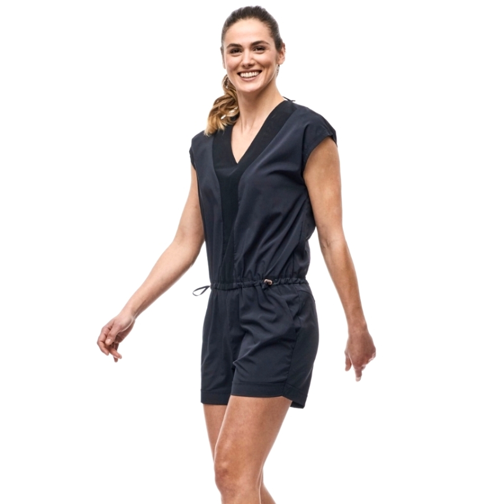 Indyeva Esi Romper Black Short Sleeve Nylon One Piece Shorts Women's M